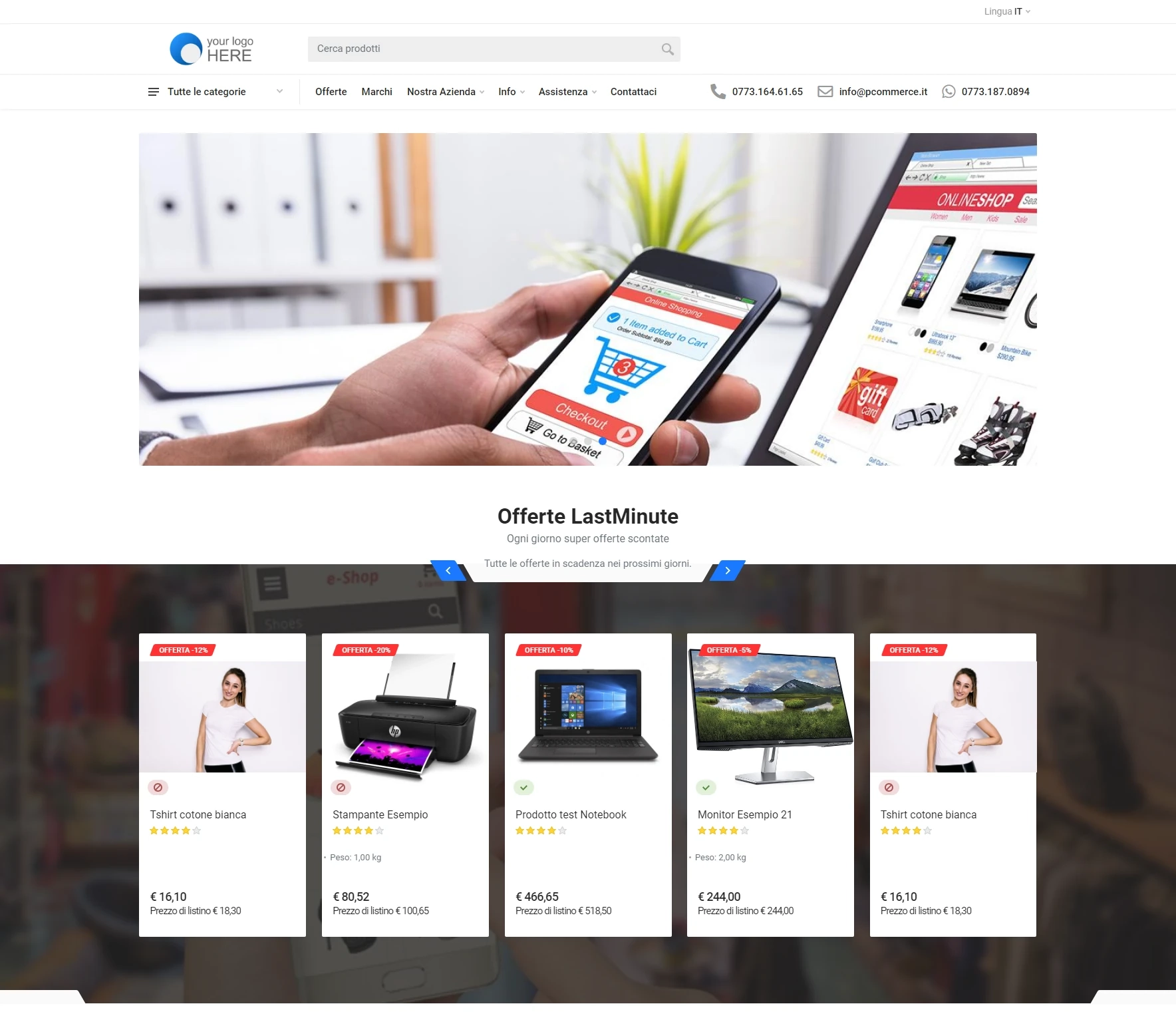 Sito ecommerce professionale con design responsive