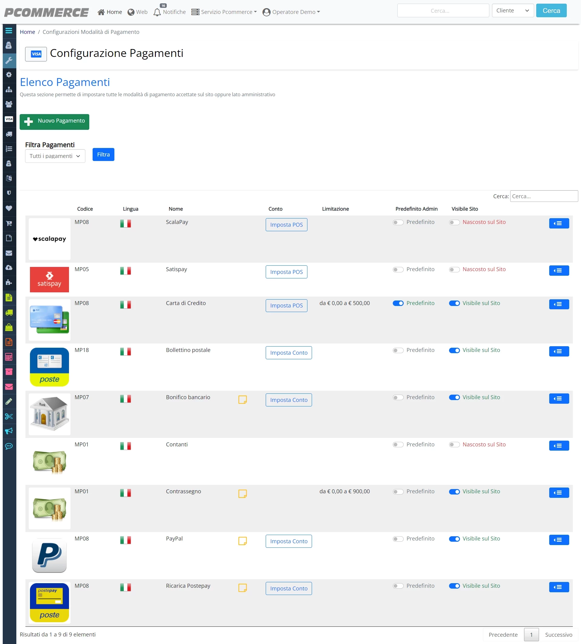 Modalità di pagamento configurabili nel gestionale
