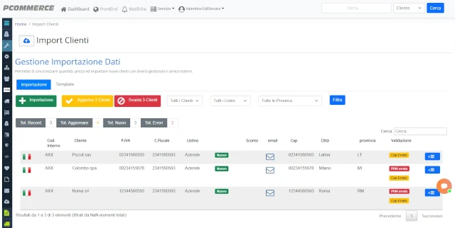Importa migliaia di clienti - Aggiorna catalogo e clienti in pochi minuti