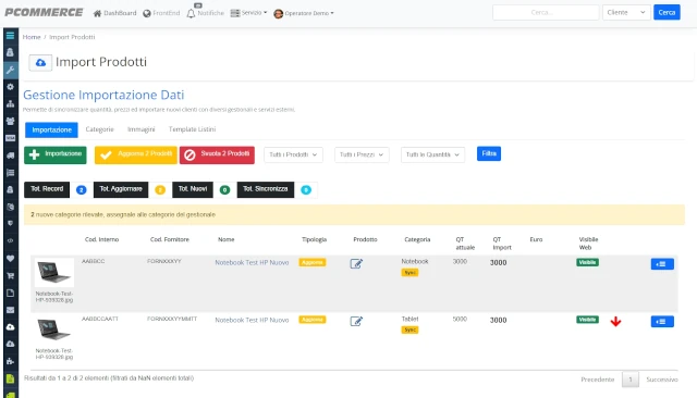 Sincronizza il catalogo automaticamente - Aggiorna catalogo e clienti in pochi minuti