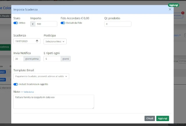 Registra nuove scadenze - Tieni sotto controllo tutti gli incassi