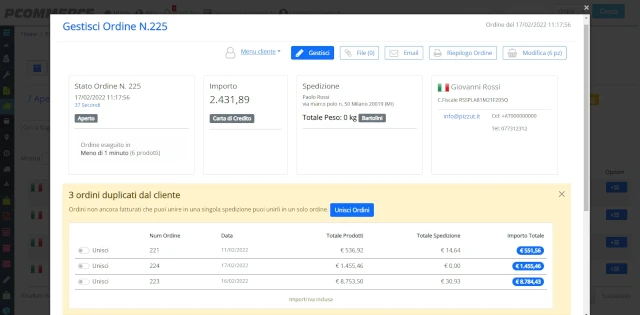 Unisci ordini automaticamente - Gestisci gli ordini senza perdere tempo
